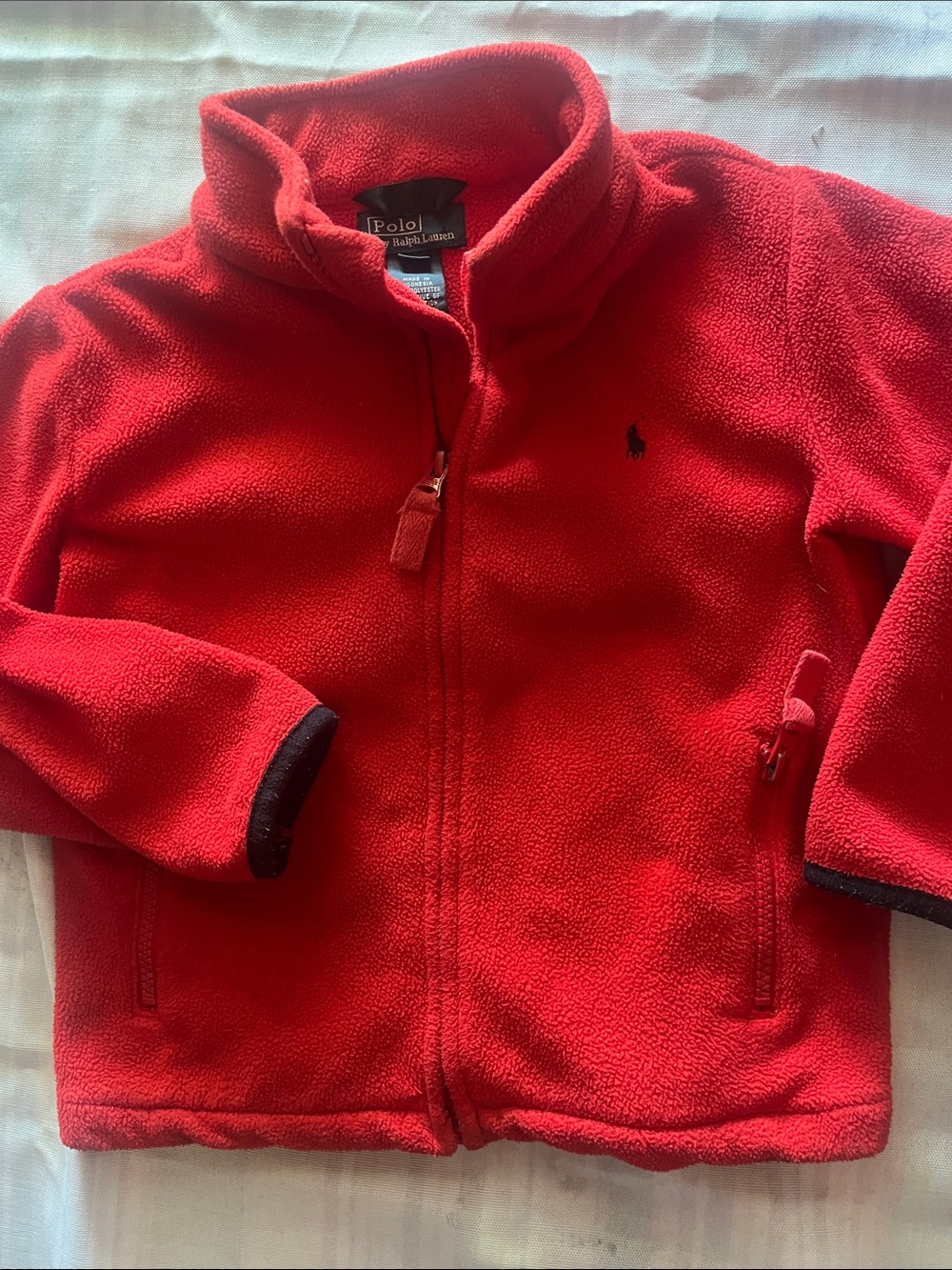 Boys size 4, Polo Ralph Lauren Red Fleece Zip Jacket